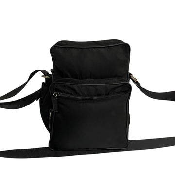 PRADA Triangle Logo Metal Fittings Nylon Leather Genuine Mini Shoulder Bag Sacoche Crossbody Black