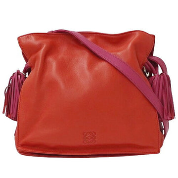 LOEWE Bag Women's Shoulder Flamenco Leather Red Pink