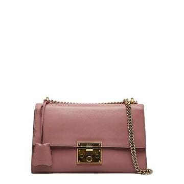 GUCCI Padlock Chain Shoulder Bag 409486 Pink Leather Women's