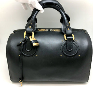 CHLOE  Mini Boston Bag Pure Paddington Leather Black Gold Hardware Handbag Ladies