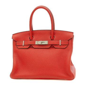 HERMES Birkin 30 Taurillon Clemence Rouge Cazac Silver hardware X engraved