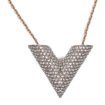 LOUIS VUITTON essential V necklace M68156 metal rhinestone pink gold silver pendant