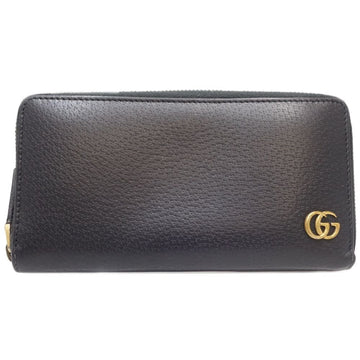 GUCCI Zip Around Wallet GG Marmont 428736 Long Leather Black 083699