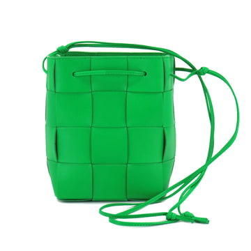 BOTTEGA VENETA Intrecciato Small Cassette Crossbody Bucket Shoulder Bag Leather Green 680218