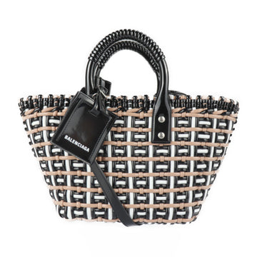 BALENCIAGA BISTRO XS bistro handbag 671342 enamel black beige system white 2WAY shoulder bag basket