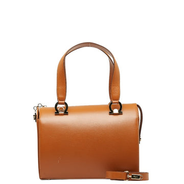 SALVATORE FERRAGAMO Gancini Handbag Shoulder Bag Brown Leather Ladies