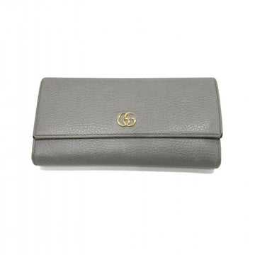 GUCCI GG Marmont Gray Grained Leather Long Wallet 456116.496085  Bifold