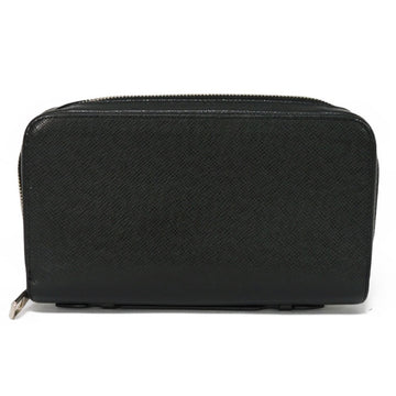 LOUIS VUITTON Long Wallet Zippy XL LV Logo Black Handle Round Zipper Clutch Bag Travel Case Taiga M44275 Men's Billfold