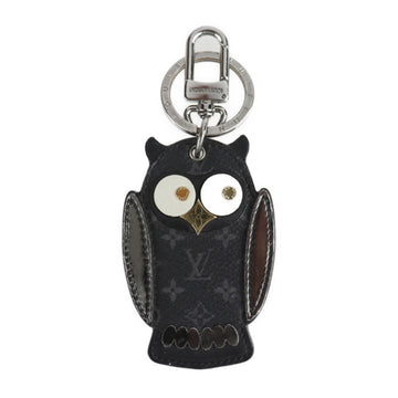 LOUIS VUITTON Porto Cle Owl Monogram Eclipse Keychain M69482 Canvas Black Bag Charm Key Ring