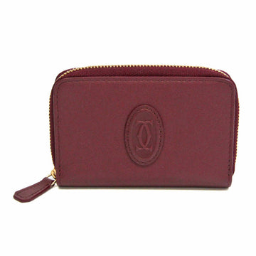 CARTIER Must De  L3001805 Women's Leather Card Wallet Burgundy