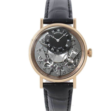 BREGUET Classic Tradition 7057BR Men's Watch Black Gray Dial Power Reserve K18PG Pink Gold Skeleton Manual Winding Classique