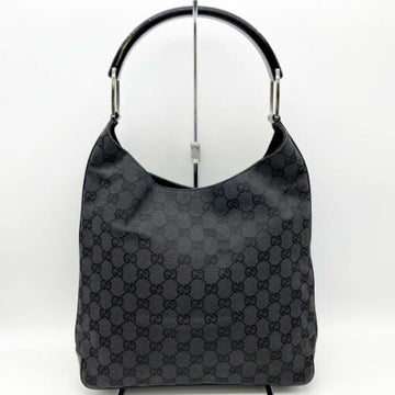 GUCCI GG pattern shoulder bag hobo black canvas ladies fashion 001 3752 USED