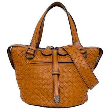 BOTTEGA VENETA Handbag Tamboura Orange Camel Intrecciato 535263 Leather  Bucket Tote Bag Ladies