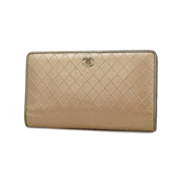 CHANEL long wallet Bicolore leather gold silver ladies