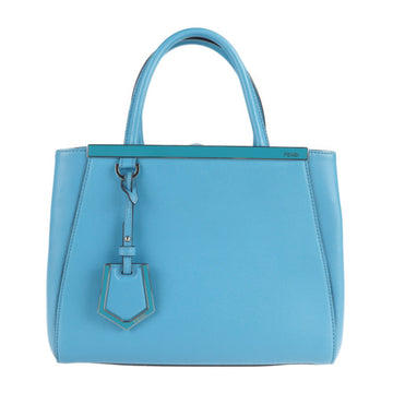 Fendi Petit Toujour Handbag 8BH253 Leather Light Blue 2WAY Shoulder