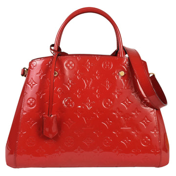 LOUIS VUITTON Montaigne MM Handbag Shoulder Bag Red Sleaze Monogram Vernis M50167