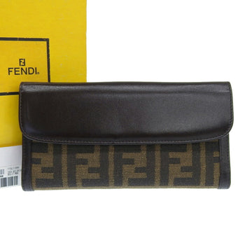 FENDI Zucca pattern FF long wallet with W canvas leather brown 2804 0339R 018