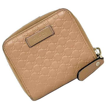 GUCCI Folio Wallet Beige Gold Micro Shima 449395 Leather  GG Women's