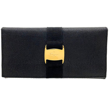 Salvatore Ferragamo Vara bi-fold long wallet embossed leather black 22 3059