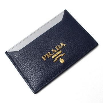 PRADA leather card case navy/gray 1MC208 2BG5 F0XQX
