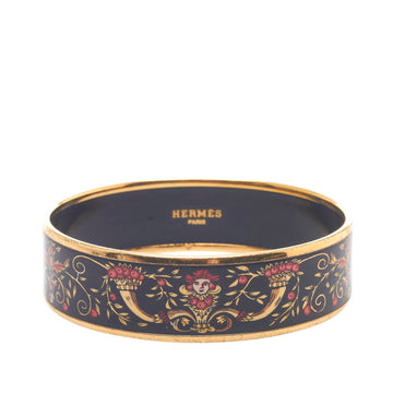 Hermes Email GM Cloisonne Pangle Bracelet Black Gold Metal Women's HERMES