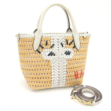 ANYA HINDMARCH Handbag Natural Off-White Straw Leather Ladies Basket Bag Strap