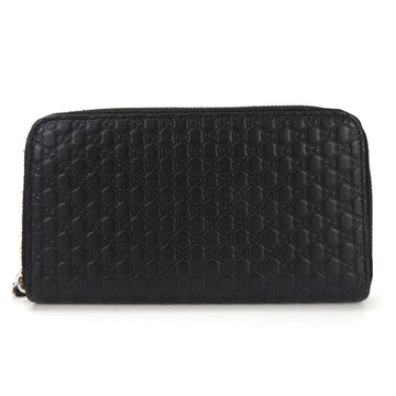 GUCCI Round Long Wallet 544473 sima Micro GG Black Leather Accessories Women's Men's  zip around long wallet leather black