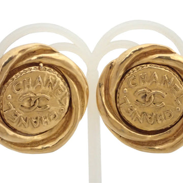 CHANEL earrings here mark gold metal material logo ladies