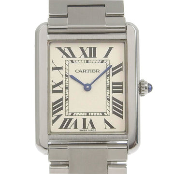 CARTIER tank solo LM W5200014 stainless steel quartz analog display men's white dial watch