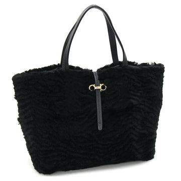 SALVATORE FERRAGAMO Ferragamo Handbag Gancini FJ-21D415 Black Fur Tote Bag Ladies Salvatore
