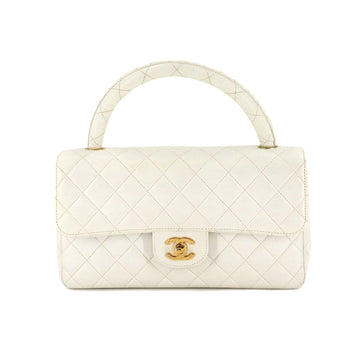 Chanel matelasse parent and child bag only hand leather white gold metal fittings vintage Matelasse Hand Bag