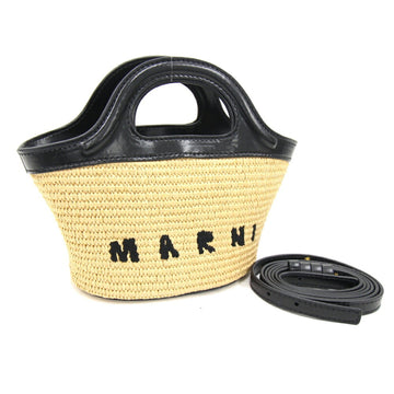 MARNI Handbag Tropicalia Bag Micro BMMP0067 Black Natural Raffia Leather Shoulder Basket Small Ladies