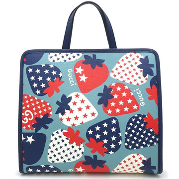 GUCCI Strawberry Star Tote 605614 Handbag 2022 SS Spring Summer Children's Canvas Blue Red 350213