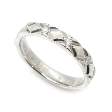 CHANEL Pt950 Platinum Matelasse Medium 10PD Ring J1651 Diamond 51 4.7g Ladies