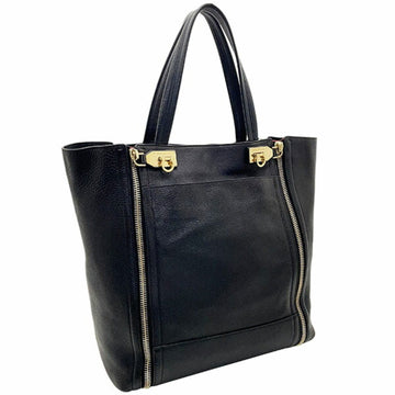 Salvatore Ferragamo Tote Bag Gancio Leather Black 21 E084 Handbag Shoulder Back Ladies