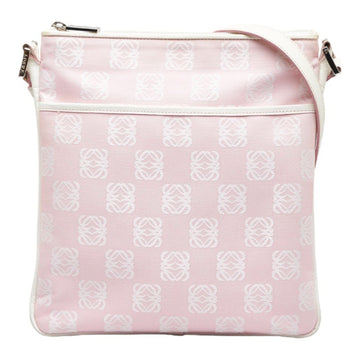 LOEWE Anagram shoulder bag 090401 pink white canvas leather ladies