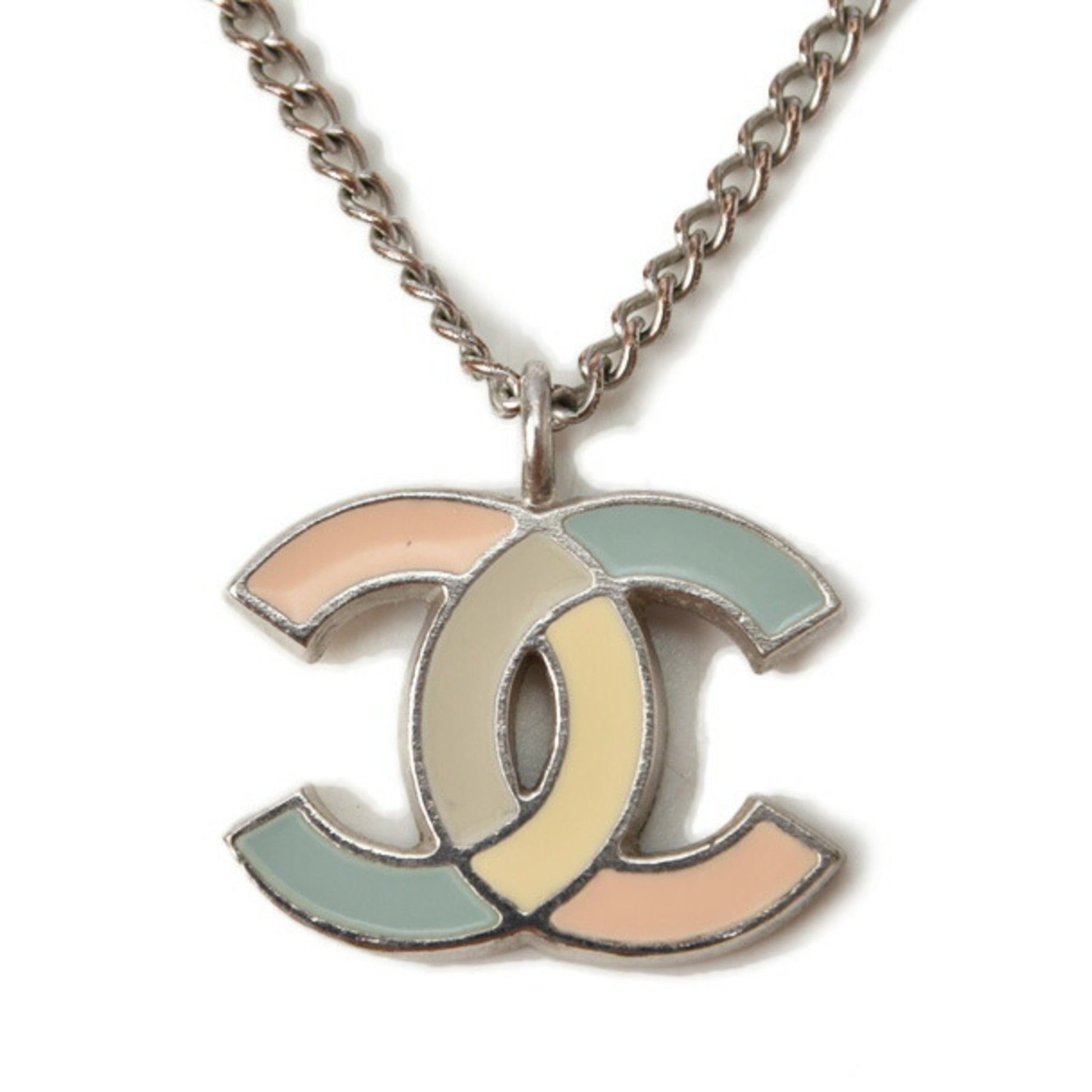 Chanel necklace/pendant CHANEL coco mark/CC multicolor/silver