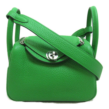 HERMES Lindy Mini Shoulder Bag Green Taurillon Clemence leather