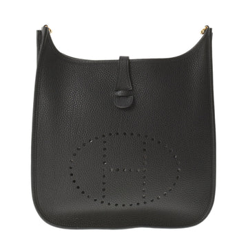 Hermes Evelyn 3 GM Black Y Engraved (around 2020) Unisex Taurillon Clemence Shoulder Bag