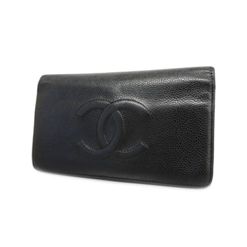CHANELAuth  Bifold Long Wallet Women's Caviar Leather Long Wallet [bi-fold]