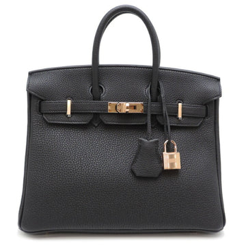 HERMES Birkin 25 B Engraved 2023 with Metal Fittings Sticker Ladies Handbag Togo Noir [Black] x Rose