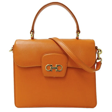 SALVATORE FERRAGAMO Ferragamo Bag Women's Brand W Gancini Handbag Shoulder 2way Leather Orange
