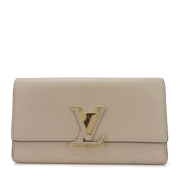 LOUIS VUITTON Bifold Long Wallet Portefeuille Capucines M61249 Gale Beige Leather Accessories Women's LV  Gold