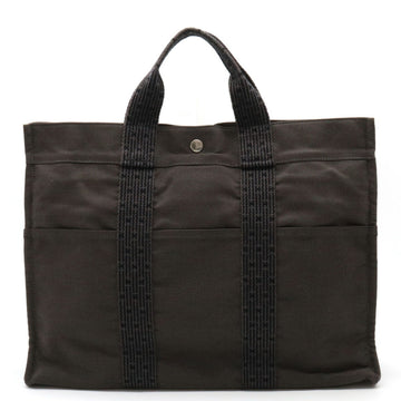 HERMES Yale Line Tote MM Bag Handbag Canvas Gray Black