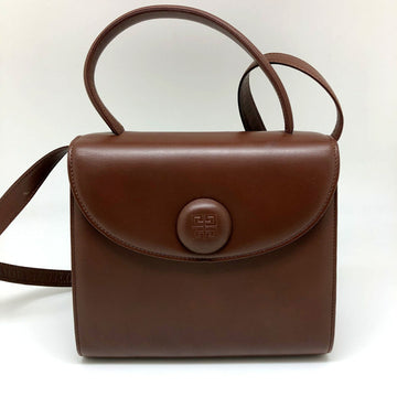 GIVENCHY 2WAY Handbag Leather Brown Top Handle Logo Women's