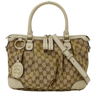 GUCCI Bag Ladies Handbag Shoulder 2way GG Canvas Suki Leather White Beige Brown 247902
