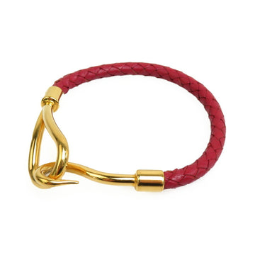 HERMES Bracelet Jumbo Leather/Metal Dark Red/Gold Unisex