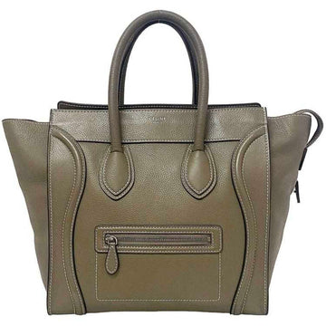 CELINE Tote Bag Luggage Shopper Beige Gray 165213 Leather  Stitch Ladies