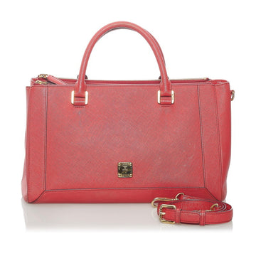 MCM Handbag Shoulder Bag Red Leather Ladies