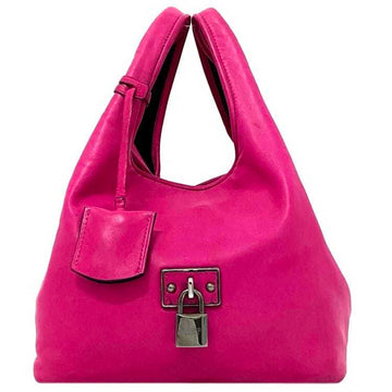 LOEWE Handbag Calie Pink Silver Leather Nappa Aire  Soft Women's